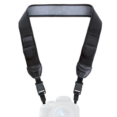 USA Gear TrueSHOT Camera Strap Neoprene Camera Straps - Padded Neck Strap, Pockets, and Quick Release Buckles - Compatible with Canon, Nikon, Sony and More DSLR and Mirrorless Cameras (Black)