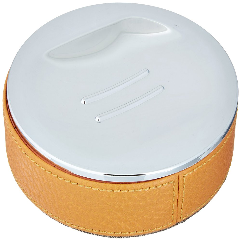 Gedy Alianto Color Round Soap Dish Made From Faux Leather, Orange
