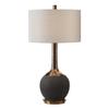 MY SWANKY HOME Luxe Sculpted Gold Black Ribbed Table Lamp | MidCentury Modern Ceramic Metallic view 1