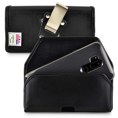 Turtleback Belt Case Compatible with LG G7, Black Holster with Rotating Belt Clip Heavy Duty Black Leather Horizontal Pouch