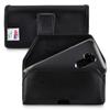 Turtleback Belt Clip Case Compatible with LG G7, Black Holster Case with Flush Leather Covered Metal Belt Clip Black Leather Horizontal Pouch view 1