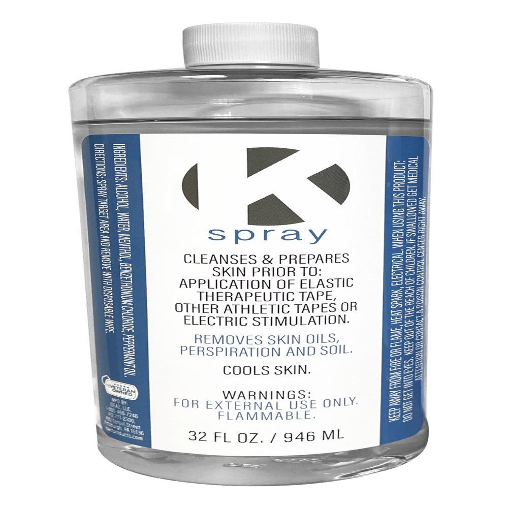 K-Spray Skin Preparation Cleaner for Athletic Taping and Electric Stimulation Treatment - 32 Ounces