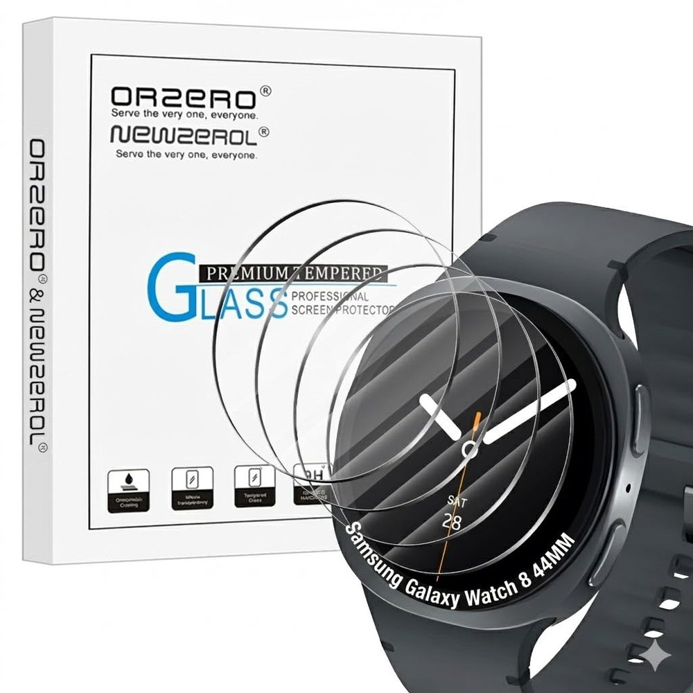 Orzero (4 Pack) Smartwatch Screen Protector Compatible for Garmin Forerunner 255, Forerunner 255 Music 46mm (Not for Forerunner 255S) Tempered Glass Screen Protector, 2.5D Arc Edges 9H HD Bubble-Free