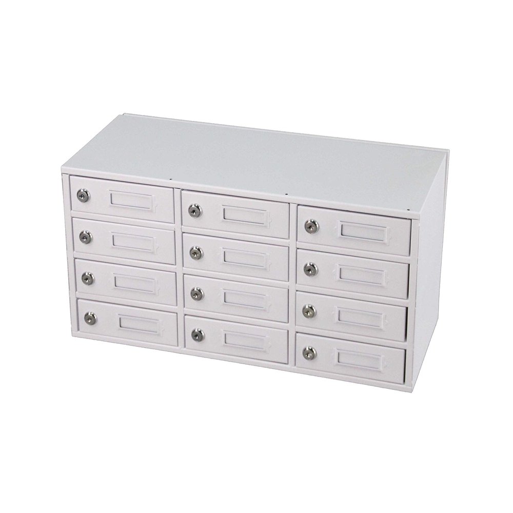 FixtureDisplays 12-Slot Cellphone Charging Station Locker Works with Mini Assignment Mail Slot Box 15258-WHITE