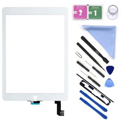 First Choose New Glass Touch Screen Digitizer Replacement for iPad Air 2 9.7" 2nd Gen A1566 A1567 + Pre-Installed Adhesive + Tools Kit (White(Without Home Button))