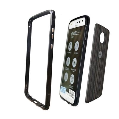 Dngn Moto Z2 Play Case,[with 1 Back Film ] Aluminum Metal Bumper Frame Cover Compatible with Moto Mods Protective for Motorola Moto Z2 Play(Black)