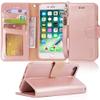 Arae Case for iPhone SE 2022 / iPhone SE 2020 / iPhone 8 / iPhone 7, Wallet Case with Card Holder PU Leather Flip Cover, Rose Gold view 1