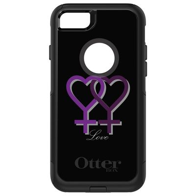 DistinctInk Case for iPhone 7/8 / SE 2020 / SE2 2022-4.7" Screen - Replacement for OtterBox Commuter Black Custom Case - Lesbian Purple Symbols Love - Show Your LGBTQ Support