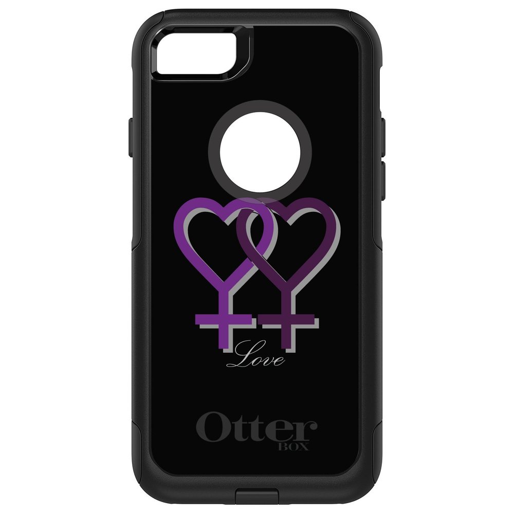DistinctInk Case for iPhone 7/8 / SE 2020 / SE2 2022-4.7" Screen - Replacement for OtterBox Commuter Black Custom Case - Lesbian Purple Symbols Love - Show Your LGBTQ Support