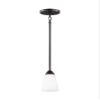 Generation Lighting 6120201EN3-710 Seville One - Light Mini Pendant Hanging Modern Fixture, Bronze, 9 Total Watts, 4 Inch Diameter, Steel Construction, Etched/White Inside Glass Shade view 1