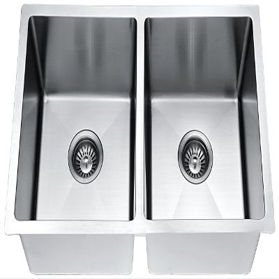 Daweier ESR300909 18G Handmade Small Radius Sink Equal Double Bowls