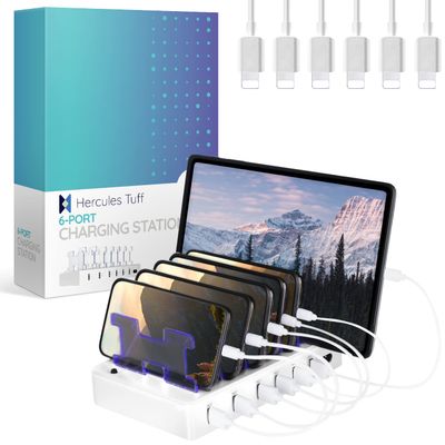 Charging Station for Multiple Devices  6-Port USB Charging Dock for Apple & Android  Fast Multi-Charger Organizer for Phones, Tablets & More  Universal Desktop Charging Hub with Smart IC Tech