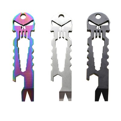 Harlorki 3 PCS Multi-function Skull EDC Tool Pocket Stainless Steel Key Ring Bottle Opener