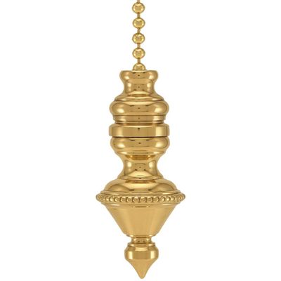 Beaded Knob Ceiling Fan Pull, 1.5"h with 12" Polished Brass Chain