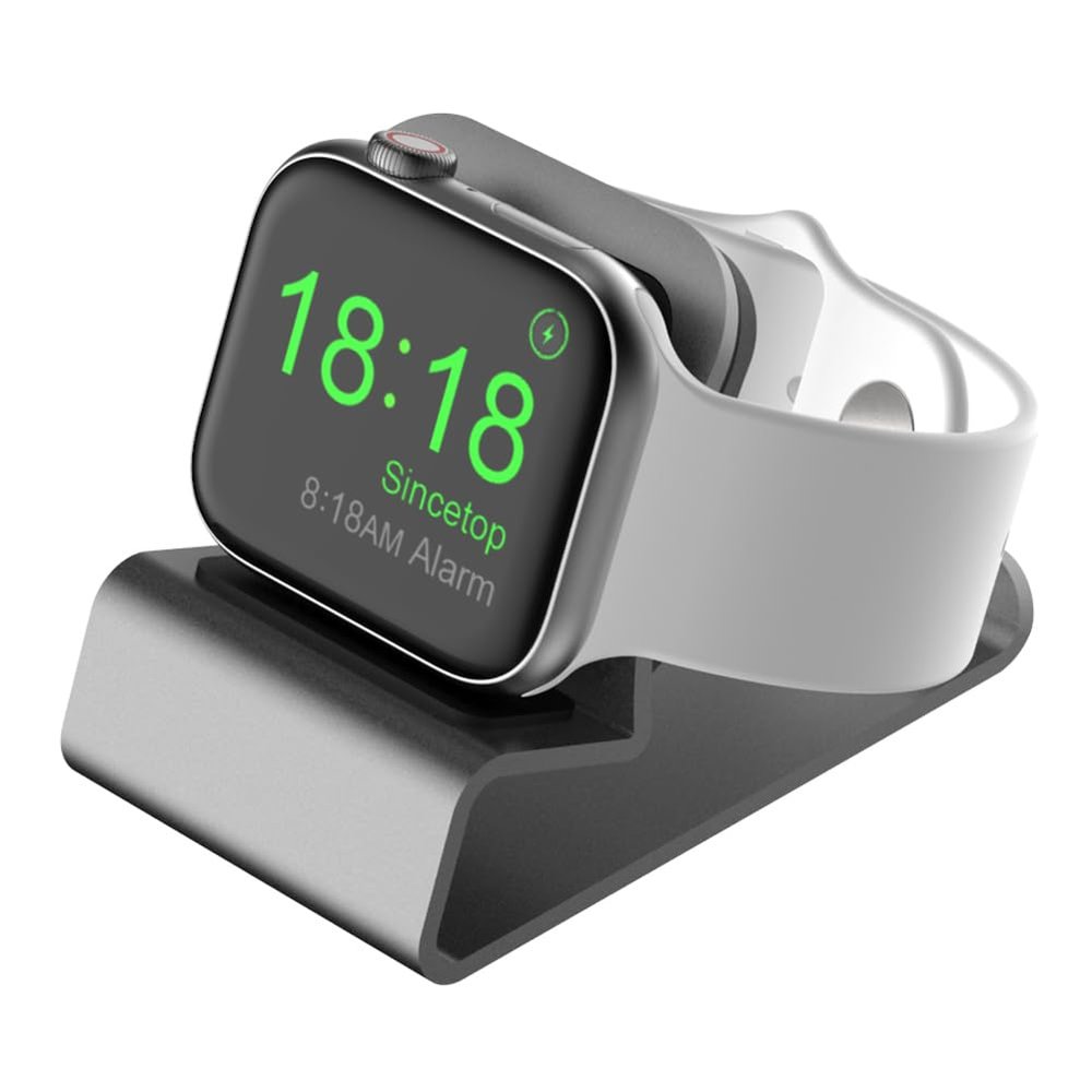 Sincetop Compatible with Apple Watch Charger Stand Ultra 2/Ultra/SE/9/8/7/6/5/4/3/2/1, Aluminum iWatch 49 45 41 44 40 42 38 Charging Holder Dock Nightstand Mode-Magnetic Charger not Included-Gray
