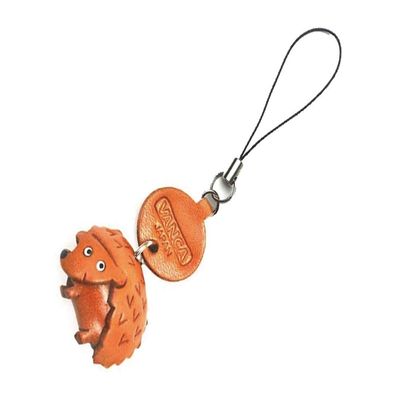 Hedgehog Leather Animal Mobile/Cellphone Charm VANCA Craft-Collectible Cute Mascot Made in Japan