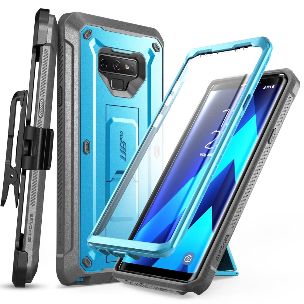 SUPCASE for Galaxy Note 9 Case with Screen Protector (Unicorn Beetle Pro), [Built-in Stand & Belt Clip] Heavy Duty Full-Body Rugged Holster Protective Phone Case for Samsung Galaxy Note 9 2018, Blue