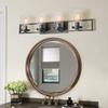LALUZ Farmhouse Bathroom Light Fixture, Rustic Vanity Lighting with Seeded Glass, Modern Vanity Light in Dark Silver Brushed, 31.5 inches view 4