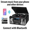 Victrola Haley Retro Bluetooth Record Player & Multimedia Center with Built-in Speakers - 3-Speed Turntable, CD Player, AM/FM Radio, 3.5mm Aux-In, Wireless Music Streaming, Black view 2