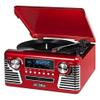 Victrola Haley Retro Bluetooth Record Player & Multimedia Center with Built-in Speakers - 3-Speed Turntable, CD Player, AM/FM Radio, 3.5mm Aux-In, Wireless Music Streaming, Red view 1