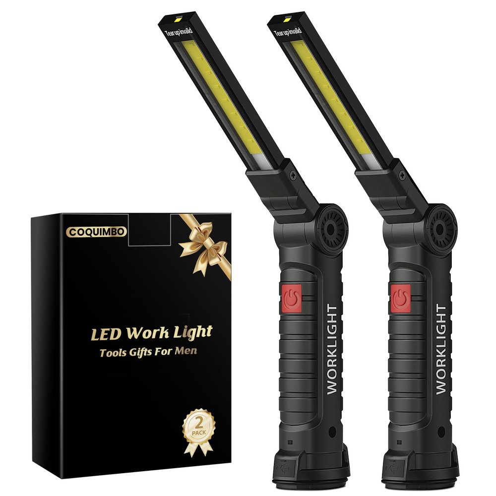 Coquimbo 2 Pack Rechargeable Work Light, Christmas Tool Gifts for Men Dad