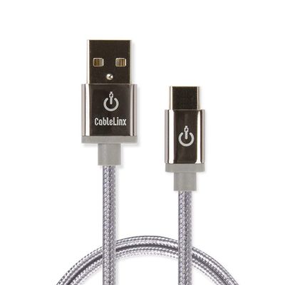 CableLinx Elite 36" USB-C to USB-A Charge & Sync Braided Cable for ChargeHub - Compatible with Samsung Galaxy S9/S8 Plus Note, Moto Z/Z2, LG V30/V20, Google Pixel XL, USB C Devices (Gray)
