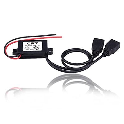 Keenso DC Converter 3A DC 12V to DC 5V Dual USB Adapter Converter Module Dual Power Adapter DC to DC Converter Step Down Power Supplement Module for Car Motorcycle