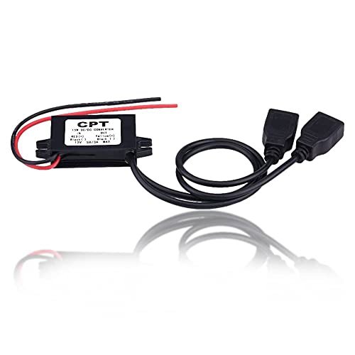 Keenso DC Converter 3A DC 12V to DC 5V Dual USB Adapter Converter Module Dual Power Adapter DC to DC Converter Step Down Power Supplement Module for Car Motorcycle