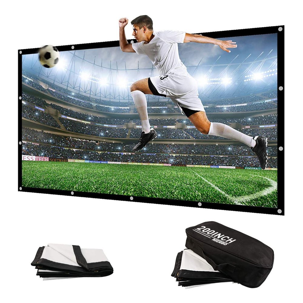 NIERBO 200 Inch Large Huge Projector Screen Big 16:9 3D Movie Screen of Thick Canvas Material Projection Screen HD for Outdoor Indoor Home Theater Church with a Black Projector Bag Not Include Mount