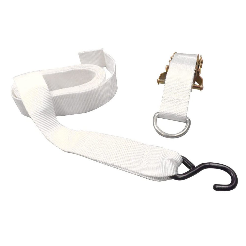 TentandTable 13' x 1.5" Ratchet Strap Cargo Tie Down, Snap Hook White 10pk