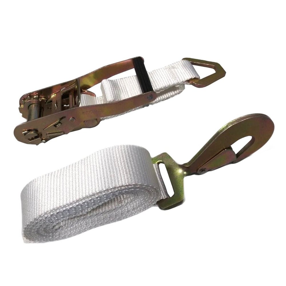 TentandTable 13' x 2" Ratchet Strap Cargo Tie Down, Snap Hook White 10pk