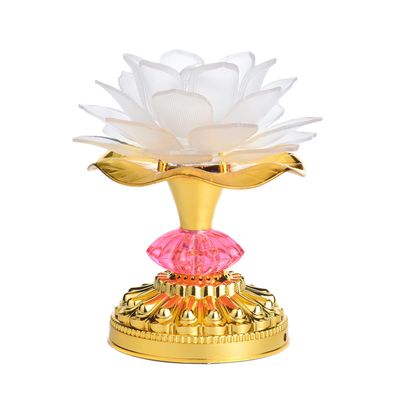 Omeet Colorful LED Lotus Buddhist Lamp Gradient Buddha Light - White