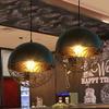 RUNNUP Pendant Lighting Single Light Industrial Wrought Iron Hanging Ceiling Fixture with Metal Global Shade,Black view 4