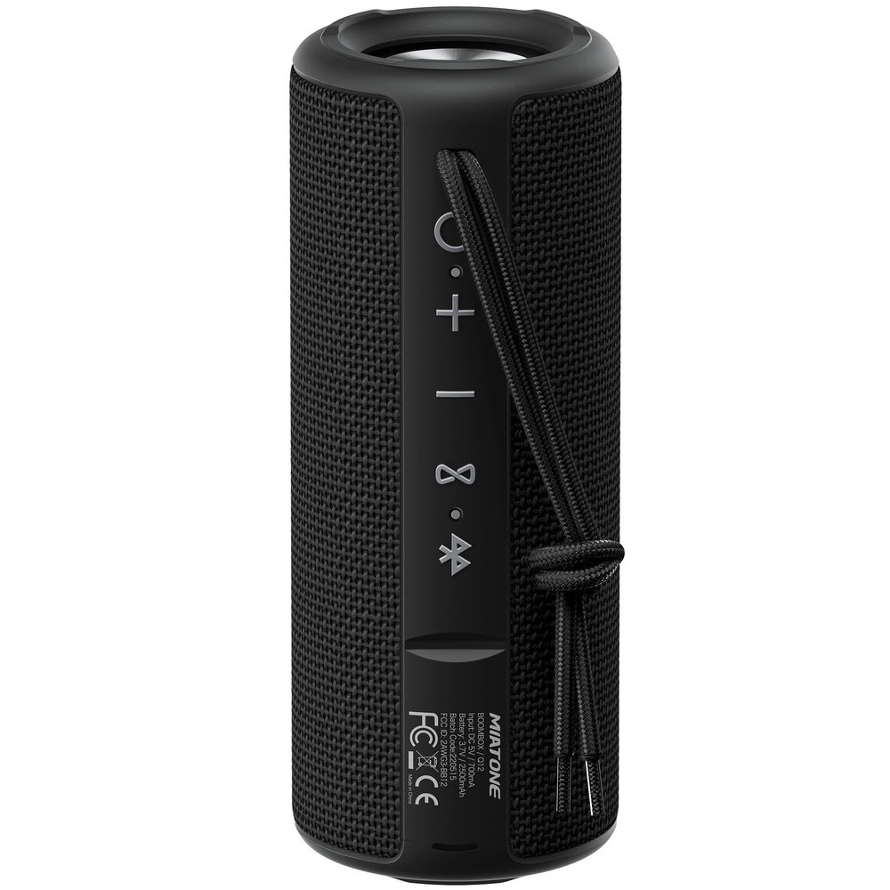 MIATONE Boombox Outdoor Portable Bluetooth Speaker Waterproof Wireless Speakers - Black