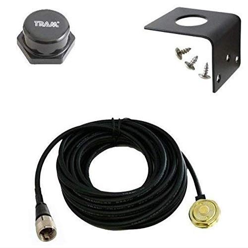 Tram 1250 NMO 3/4" Antenna Mount with 17 feet RG58 Coax Cable, Rain Cap and L Bracket.