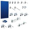 Triton Products LocBoard Square Hole Steel Pegboards - 18 Inch x 36 Inch, Pack of 1 with 18 Pc LocHook Assortment and Mounting Hardware, Blue view 1