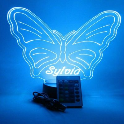 MIRROR MANIA Butterfly Light Up Lamp LED Personalized Table Lamp - It's Wow, with Remote, 16 Color Options, Dimmer, Free Engraved, Great Gift