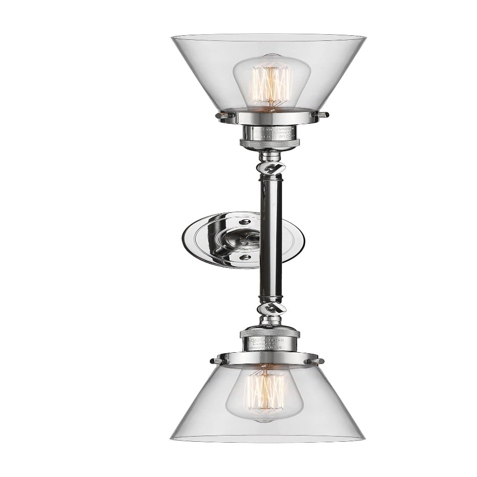 Innovations 208L-PC-G62 2 Vertical Bath Vanity Light, Polished Chrome