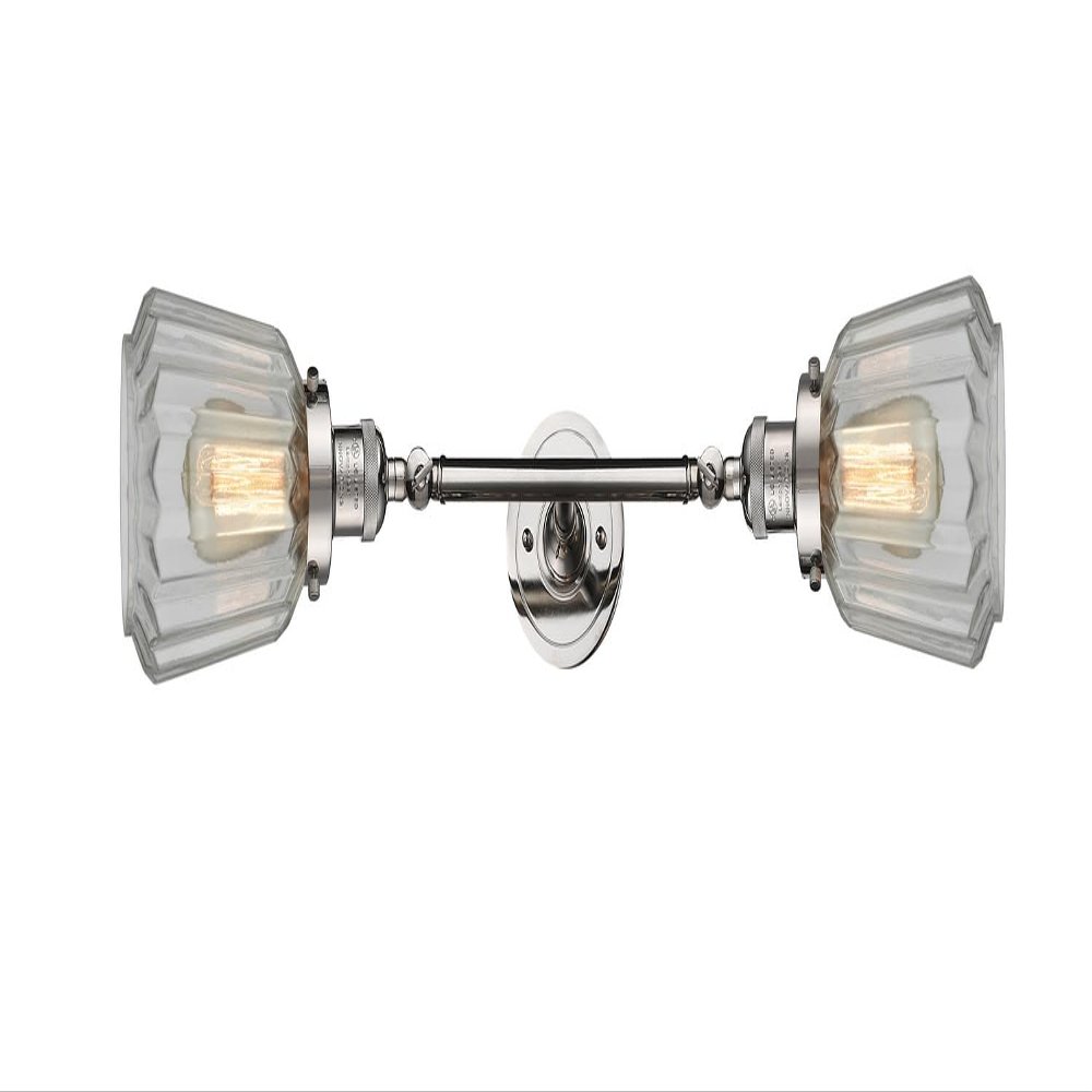 Innovations 208L-PN-G142 2 Vertical Bath Vanity Light, Polished Nickel