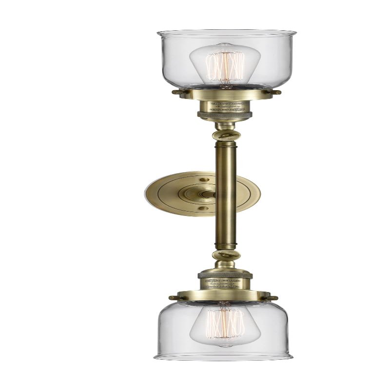 Innovations 208L-AB-G52 2 Vertical Bath Vanity Light, Antique Brass