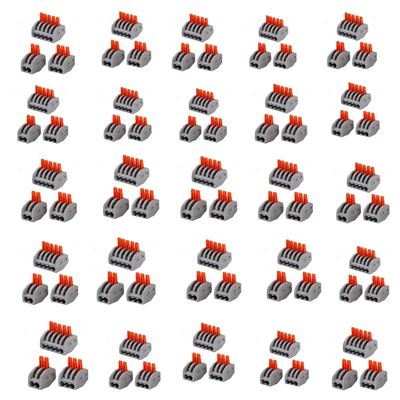 3 Type 2/3/5 Port Lever-Nut Lever Conductor Compact Wire Connectors PCT-212/PCT-213/PCT-215 Terminal Block Wire Push Cable Connector for Junction Box Assortment Pack (75 Pack)