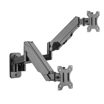 SIIG Dual Arm Monitor Wall Mount for 17" to 32" Screens, Up to 17.6lbs per Monitor, Heavy Duty Aluminum Gas Spring with Rotation, Tilt, Swivel, VESA 75x75 or 100x100 (CE-MT2M12-S1)