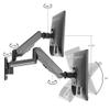 SIIG Dual Arm Monitor Wall Mount for 17" to 32" Screens, Up to 17.6lbs per Monitor, Heavy Duty Aluminum Gas Spring with Rotation, Tilt, Swivel, VESA 75x75 or 100x100 (CE-MT2M12-S1) view 4