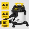 STANLEY 4 Gallon Wet Dry Vacuum, 4 Peak HP Stainless Steel 3 in 1 Shop Vacuum Blower with Powerful Suction, Vacuum for Job Site, Garage, Basement, Workshop, Top Handle, Portable Wet Dry Vac SL18301-4B view 3