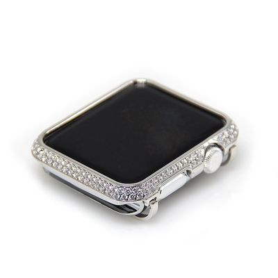 Callancity Rhinestone Crystal Diamond Bezel case Platinum Bling Exquisite Handcraft Encrusted Cover Compatible Apple Watch 42mm Series 3 2 1