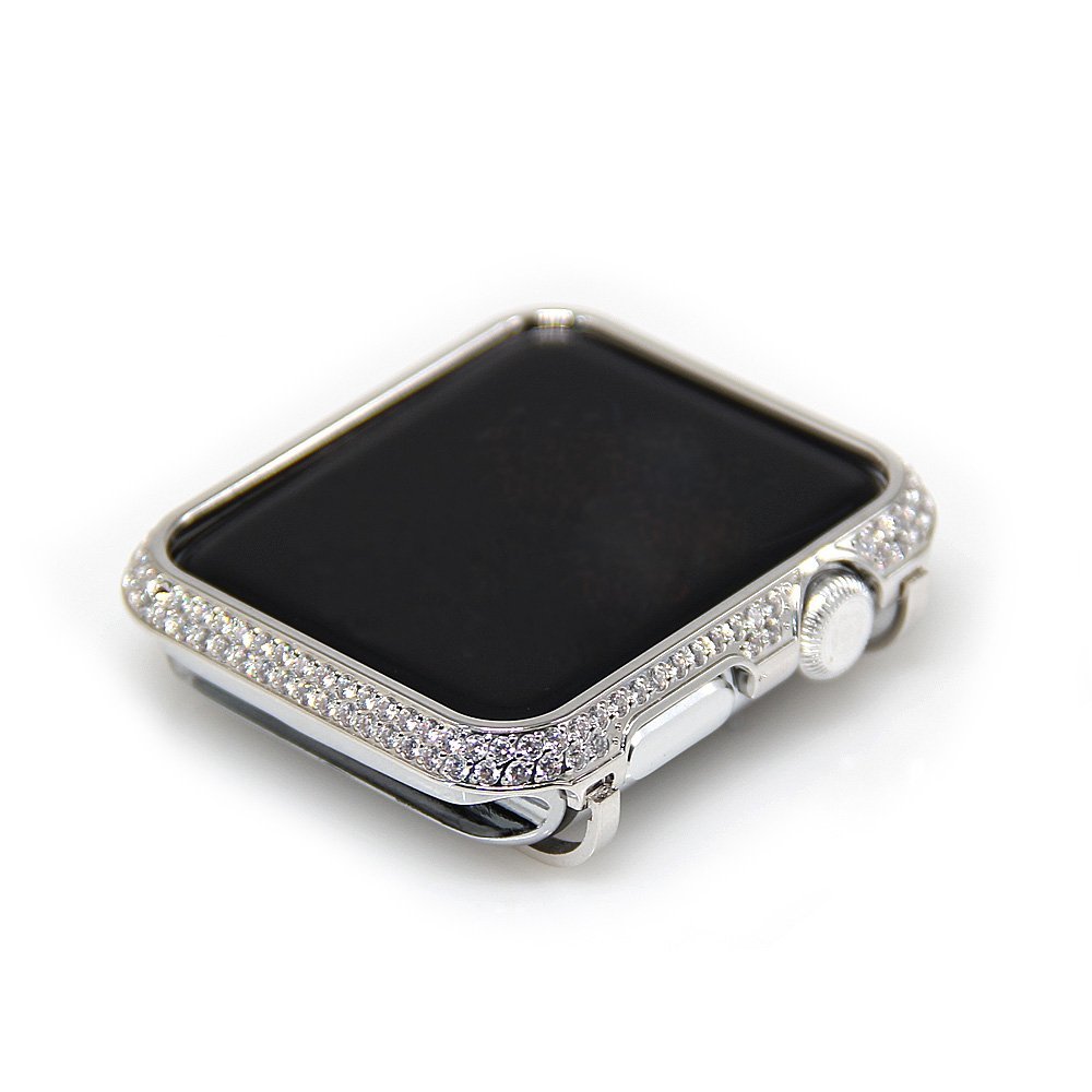 Callancity Rhinestone Crystal Diamond Bezel case Platinum Bling Exquisite Handcraft Encrusted Cover Compatible Apple Watch 42mm Series 3 2 1