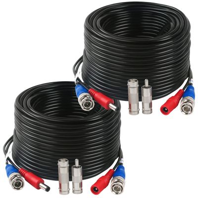 Tainston 2 Pack 150 Feet BNC Video Power Cable,BNC Extension Wire Video Security Camera Wire with Connectors for CCTV Camera DVR Surveillance System