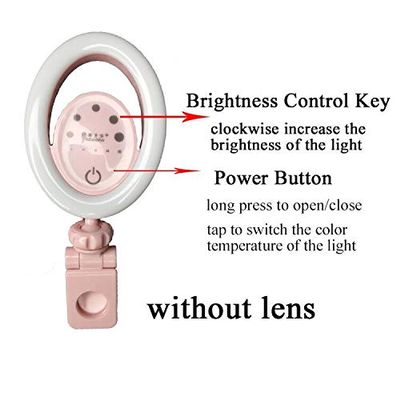 Yidoblo Without Wide Angle Macro Lens Phone LED Selfie Ring Light kit 48W with 3 Colours, Adjustable Rechargeable for Smart (Without Lens, ehite)