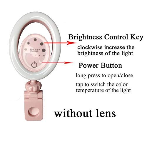 Yidoblo Without Wide Angle Macro Lens Phone LED Selfie Ring Light kit 48W with 3 Colours, Adjustable Rechargeable for Smart (Without Lens, ehite)