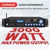 Pyle 3000W Multi-Channel Bluetooth Wireless Power Amplifier - Rack Mount - Stereo Receiver w/ FM Radio - USB/SD - Dual Mic w/ Echo - RCA - Headphone - LED Display - Cooling Fan - P3001BT view 3